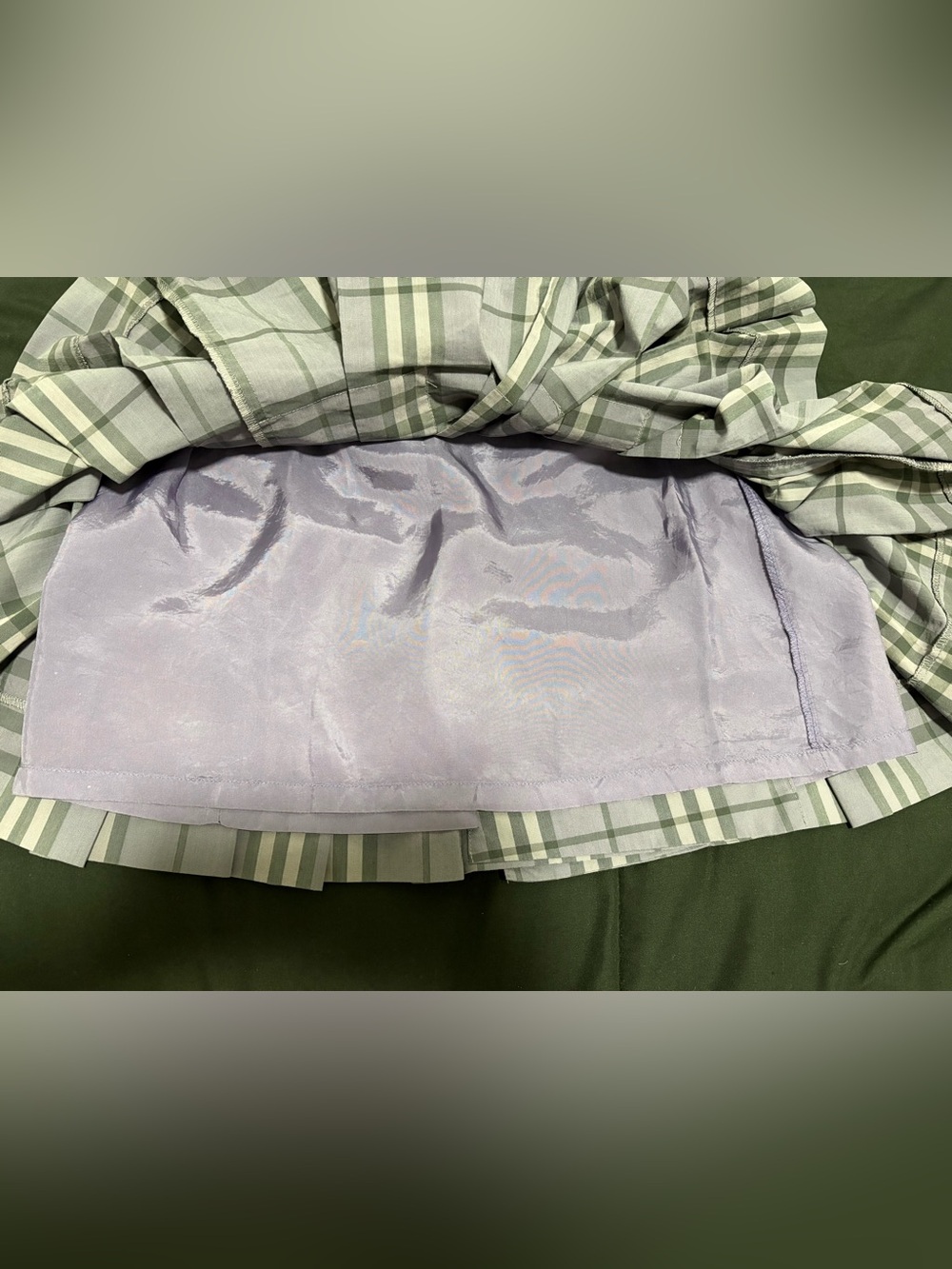 Burberry Lavender Plaid Pleated Mini Skirt with Belt - Picture 6 of 6